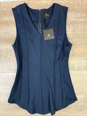 SNIDER V-Neck Bodice Sleeveless Top | Navy | NWT | Size Small